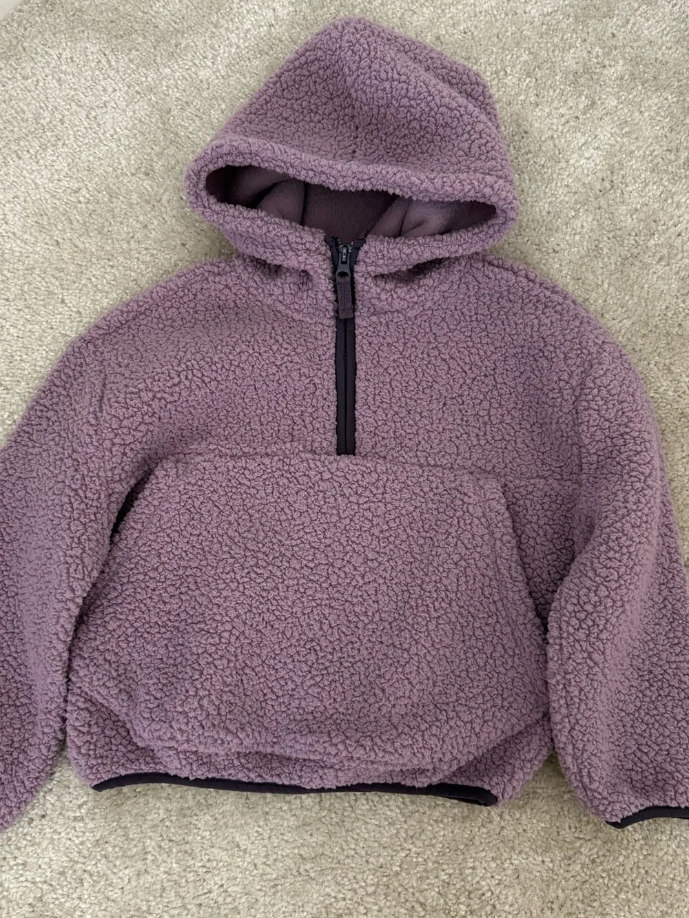 GAP Kids Plush Half-Zip Hooded Pullover - Mauve